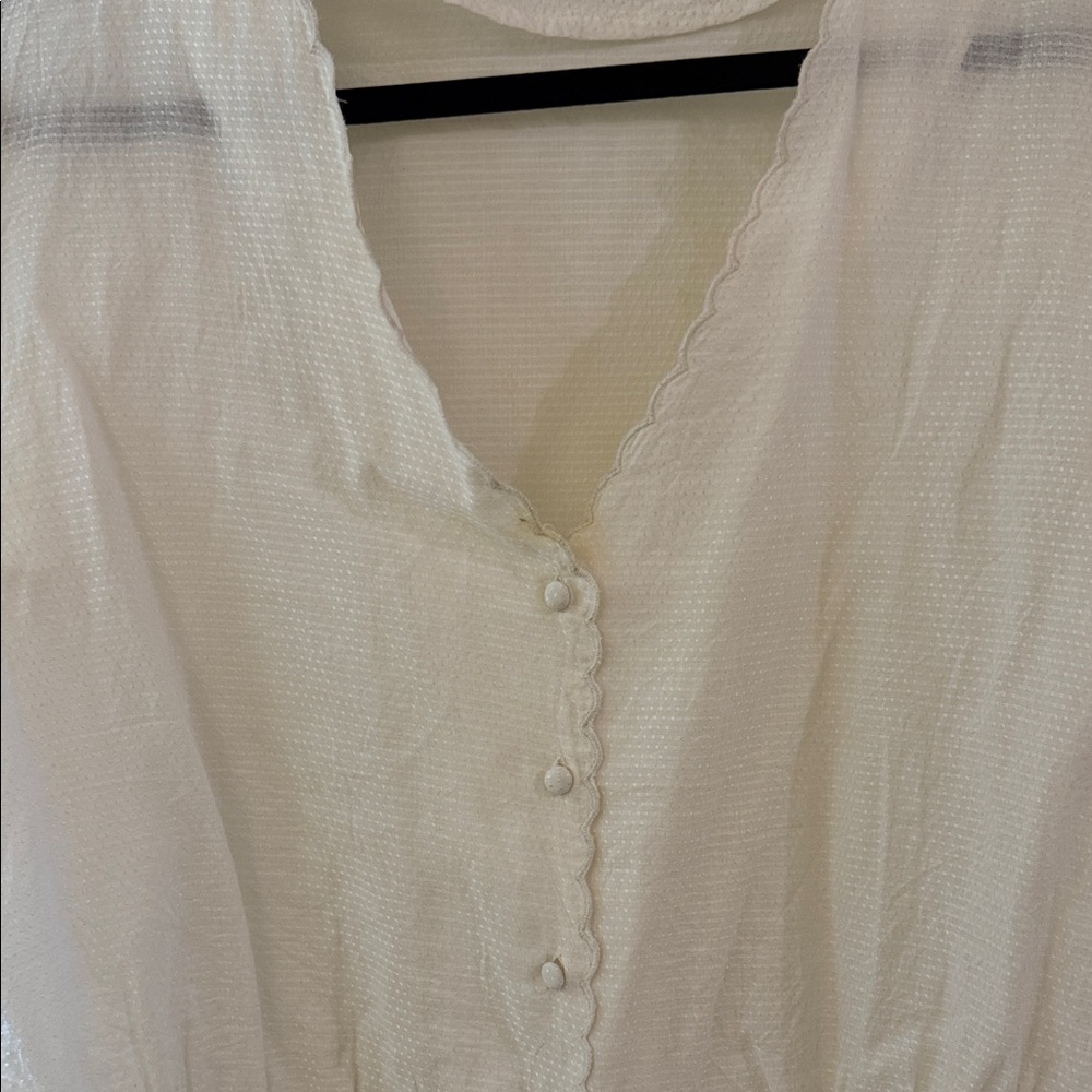Chic Cream Button-Up Women's Blouse - Picture 3 of 3